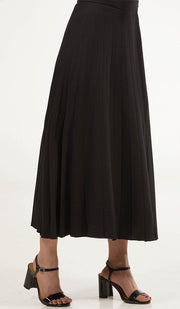 Amani Softly Pleated Long Skirt - Black - FINAL SALE