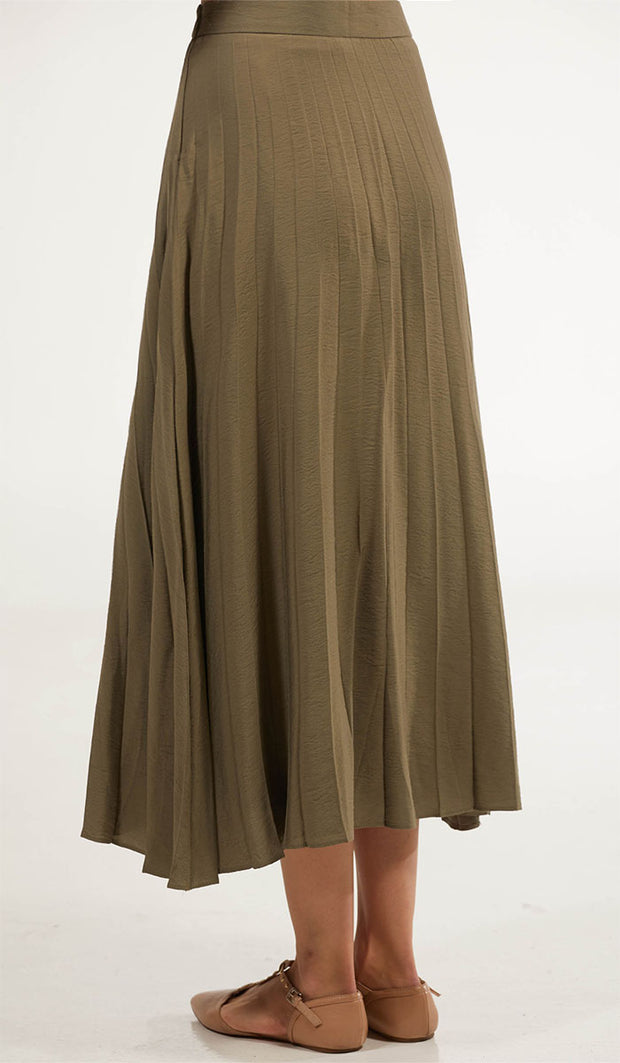 Amani Softly Pleated Long Skirt - Sage - FINAL SALE