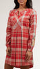 Amara Long Cotton Plaid Embroidered Tunic Dress - Clay