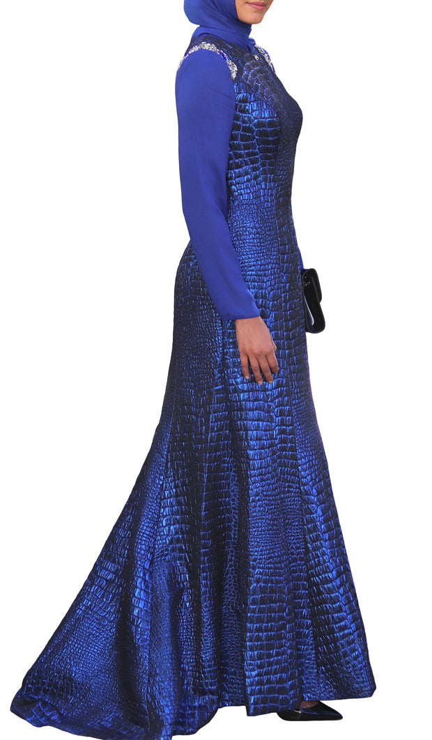 Amie Long Sleeve Modest Formal Muslim Evening Dress - Royal Blue