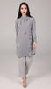 Amina Embroidered Formal Long Modest Tunic - Pearl Gray