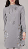 Amina Embroidered Formal Long Modest Tunic - Pearl Gray