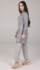 Amina Embroidered Formal Long Modest Tunic - Pearl Gray