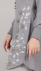 Amina Embroidered Formal Long Modest Tunic - Pearl Gray