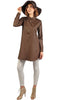 Ani Long Modest Buttondown Tunic Dress - Chocolate Brown