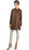 Ani Long Modest Buttondown Tunic Dress - Chocolate Brown
