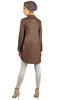 Ani Long Modest Buttondown Tunic Dress - Chocolate Brown