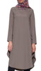 Anila Long Modest Muslim Tunic Dress - Taupe