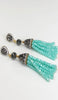 Aqua Blue Crystal Turkish Tassel Earrings