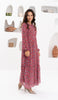 Armine Modest Long Tiered Print Maxi Dress - Maroon - FINAL SALE