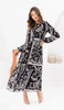 Armine Modest Long Tiered Print Maxi Dress - Black & White