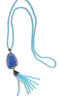 Collier artisanal à pampilles en géode naturelle - Agate bleu ciel