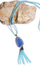 Artisan Natural Geode Tassel Necklace - Sky Blue Agate