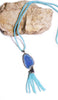 Collier artisanal à pampilles en géode naturelle - Agate bleu ciel