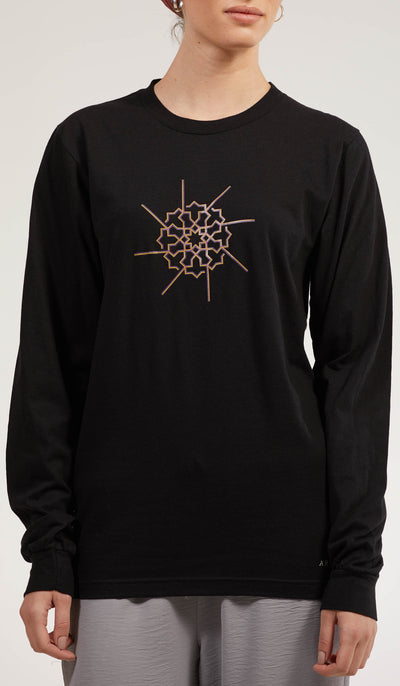 Artsy Fine Long Sleeve Unisex T Shirt - Prism - Black