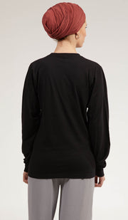 Artsy Fine Long Sleeve Unisex T Shirt - Salam - Black