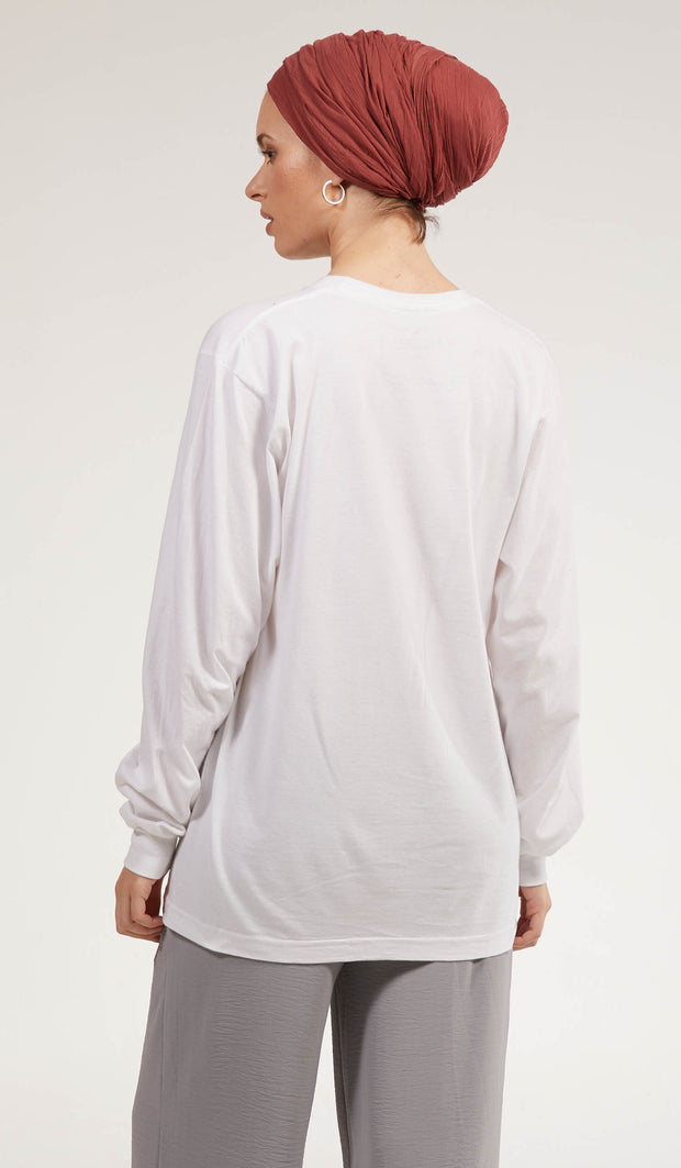 Artsy Fine Long Sleeve Unisex T Shirt - Salam - White