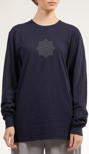 Artsy Fine Long Sleeve Unisex T Shirt - Salam - Navy