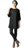 Asfa Long Modest Tunic with Tie Sleeves - Black