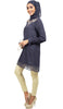 Asma Embroidered Formal Long Modest Tunic - Black