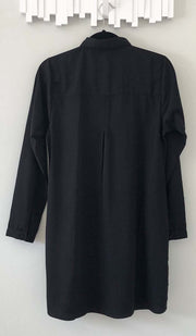 Aubrie Long Buttondown Modest Tunic Dress - Black - FINAL SALE