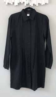 Aubrie Long Buttondown Modest Tunic Dress - Black - FINAL SALE