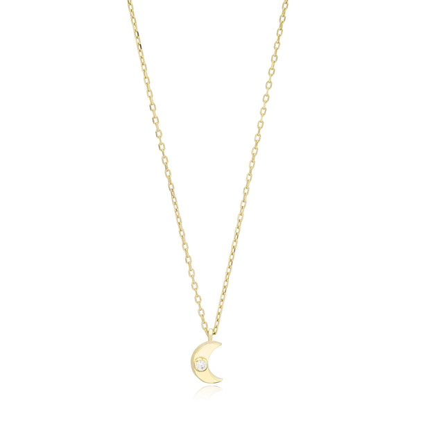 Ava Minimalist Sterling Silver Crescent Moon Necklace - Gold