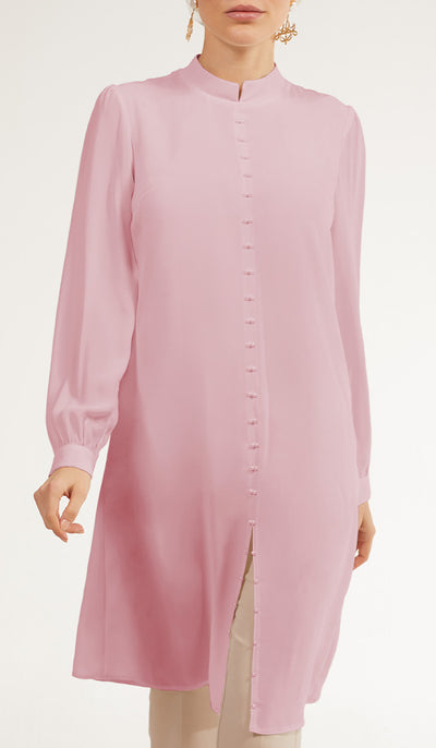 Ava Dressy Long Modest Midi Tunic - Candy Pink