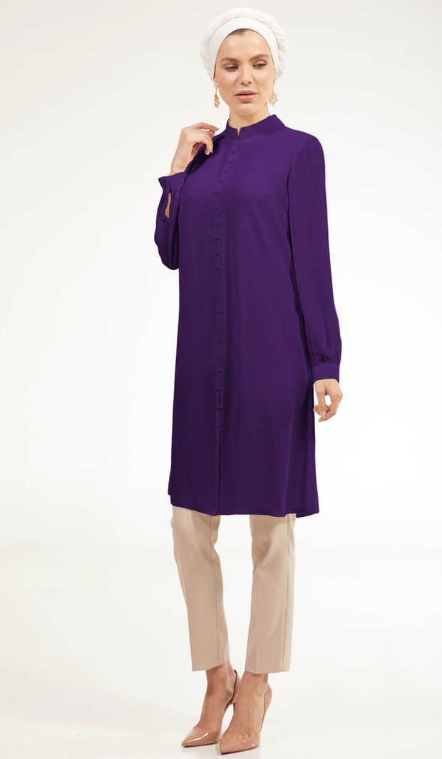 Ava Dressy Long Modest Midi Tunic - Purple