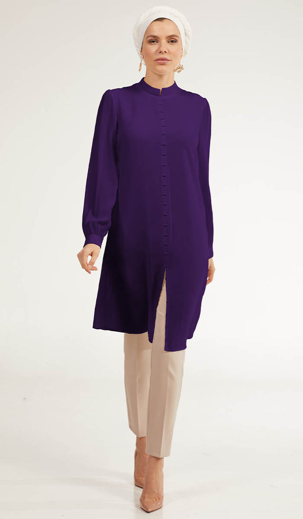 Ava Dressy Long Modest Midi Tunic - Purple