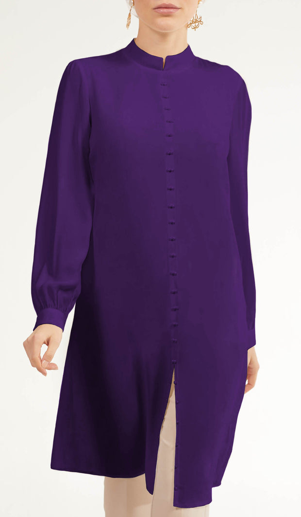 Ava Dressy Long Modest Midi Tunic - Purple - FINAL SALE