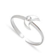 Bague réglable en forme de croissant de lune minimaliste en argent sterling Ava - Argent