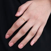 Ava Minimalist Sterling Silver Crescent Moon Adjustable Ring - Rose Gold