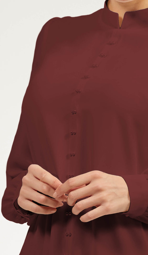 Ava Dressy Long Modest Midi Tunic - Maroon - FINAL SALE