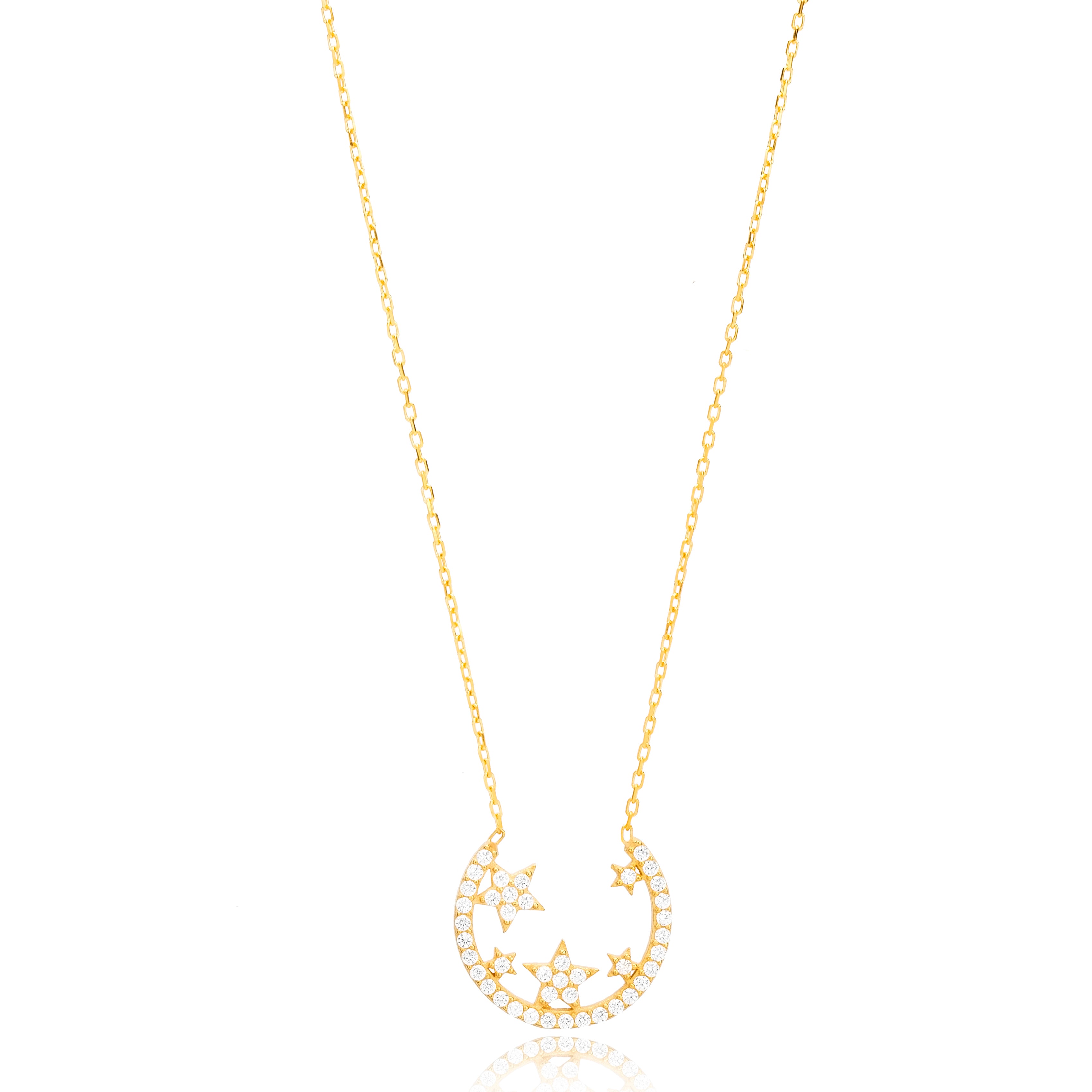 ［美品］ ఐకావాアイカワ Necklace MOON ポーカーズ ネックレス Ayn Gold plated Sterling Silver Crescent Moon and Star Necklace