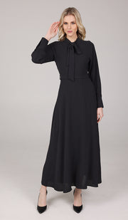 Ayza Modest Long Maxi Dress - Black