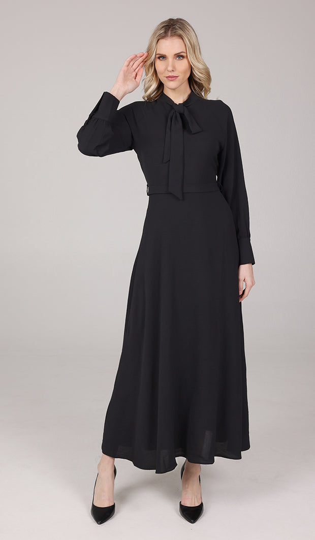 Ayza Modest Long Maxi Dress - Black