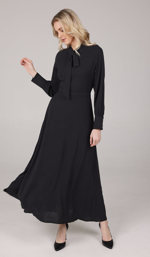 Ayza Modest Long Maxi Dress - Black
