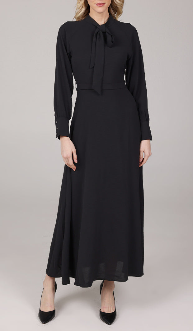 Ayza Modest Long Maxi Dress - Black
