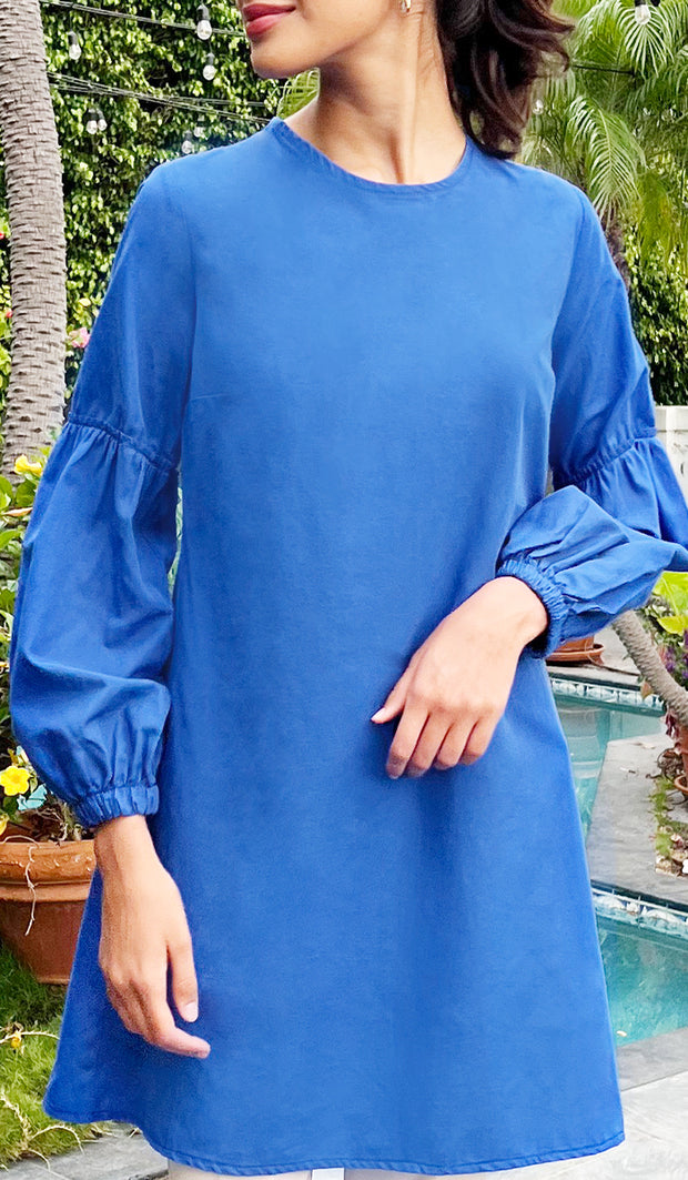 Bahar Long Light Cotton Everyday Tunic - Royal Blue - FINAL SALE