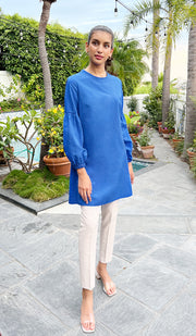 Bahar Long Light Cotton Everyday Tunic - Royal Blue - FINAL SALE