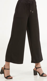 Basma Loose and Flowy Stretch Wide Leg Pants - Black