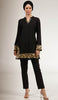 Behnaz Gold Embellished Long Modest Tunic - Black