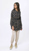 Dina Long Plaid Ruffle Sleeve Tunic Dress - Navy - FINAL SALE