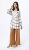 Dina Long Plaid Ruffle Sleeve Tunic Dress - Off White - FINAL SALE