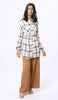 Dina Long Plaid Ruffle Sleeve Tunic Dress - Off White - FINAL SALE
