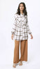 Dina Long Plaid Ruffle Sleeve Tunic Dress - Off White - FINAL SALE