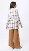 Dina Long Plaid Ruffle Sleeve Tunic Dress - Off White - FINAL SALE
