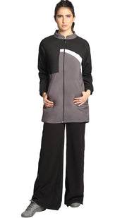 Elian Long Lightweight Modest Sport Jacket - Grey/Black