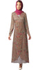 Esra Floral Print Chiffon Maxi Dress Abaya - Bronze